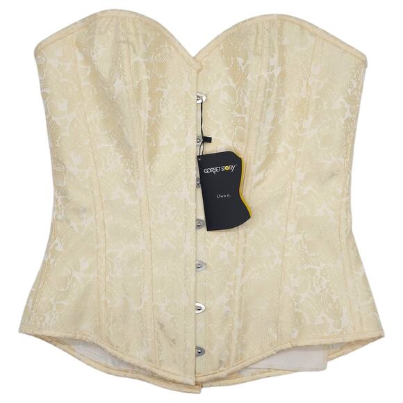 Corset Story Tops - Corset Story Steel Boned Corset Womens UK16 Brocade Strapless Bustier Lace Up